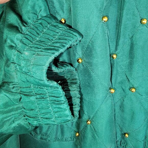 Rhoda Lynne Plus Silk 90s quilted & beaded bomber jacket set suit size 2xl - Picture 5 of 10